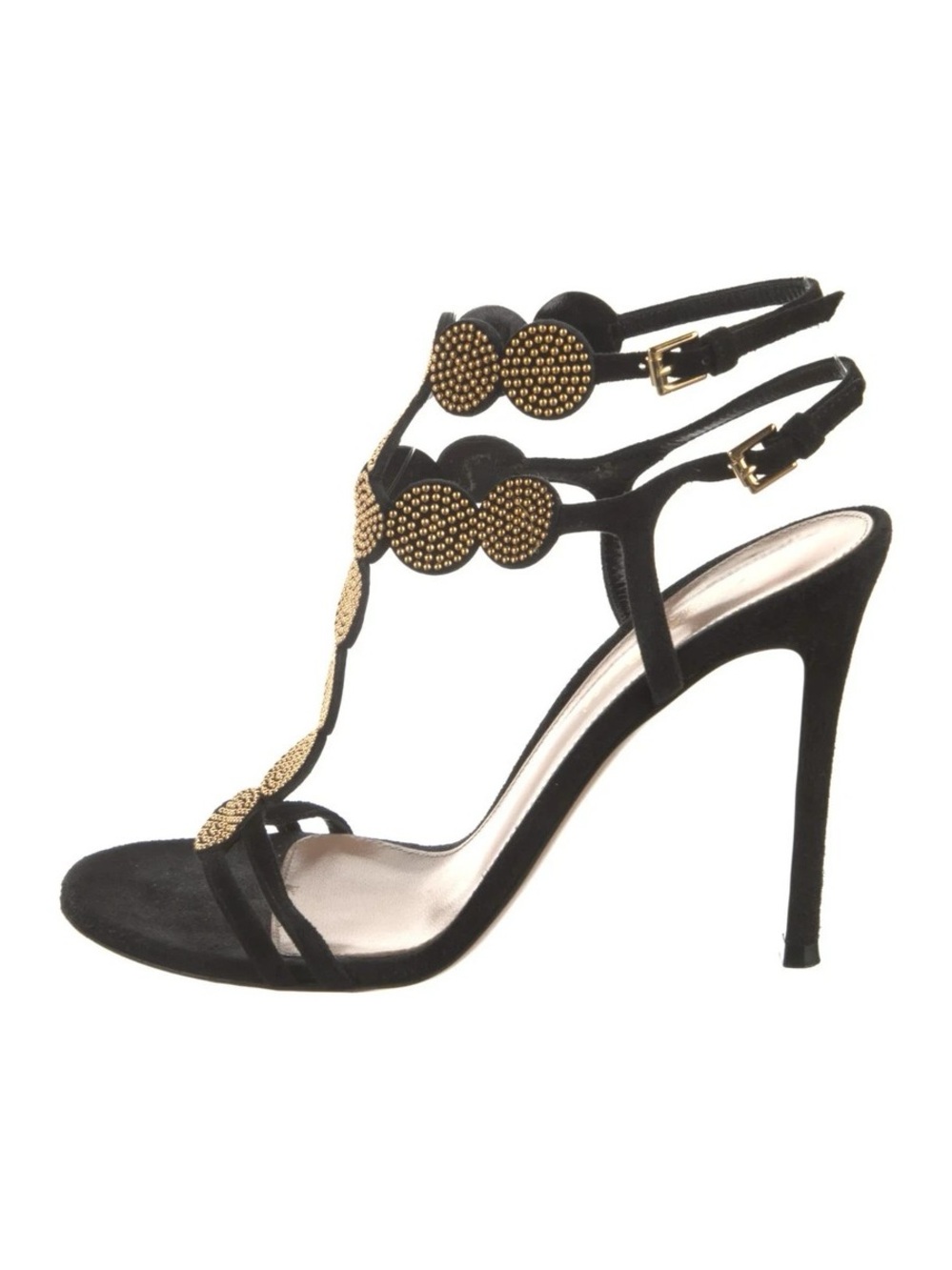 Gianvito Rossi Babylon Black Beaded Leather Heel Sandals - Picture 5 of 5
